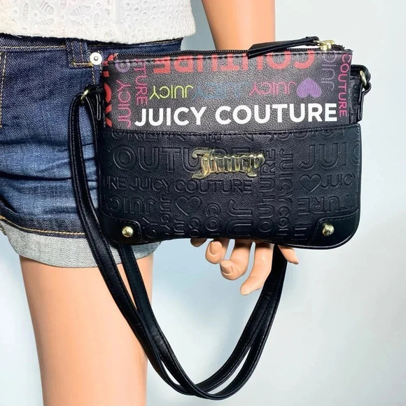 Juicy Couture Black Crossbody Bag & Pullout Pouch NWT - Picture 2 of 12